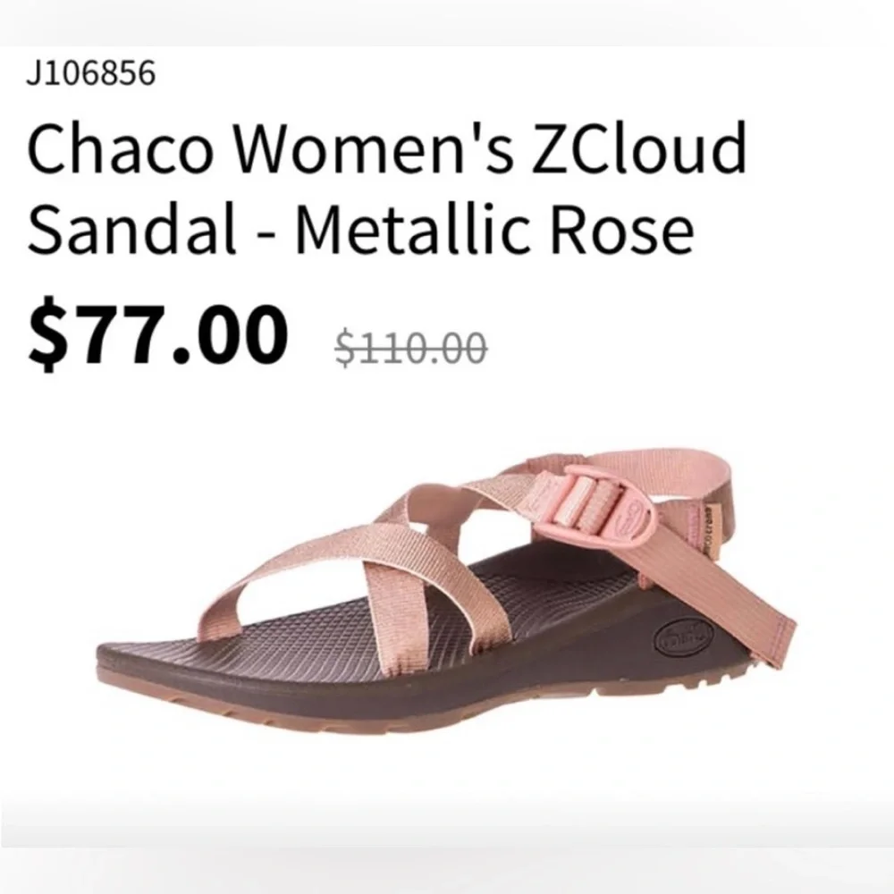 In box Metallic Rose ZCloud Sandal - women’s Chaco - Picture 1 of 6